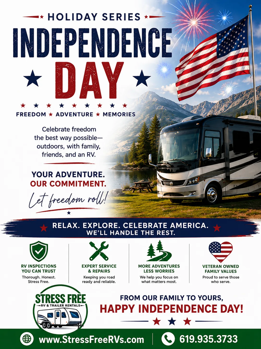 July 4th fireworks over San Diego — Independence Day RV specials