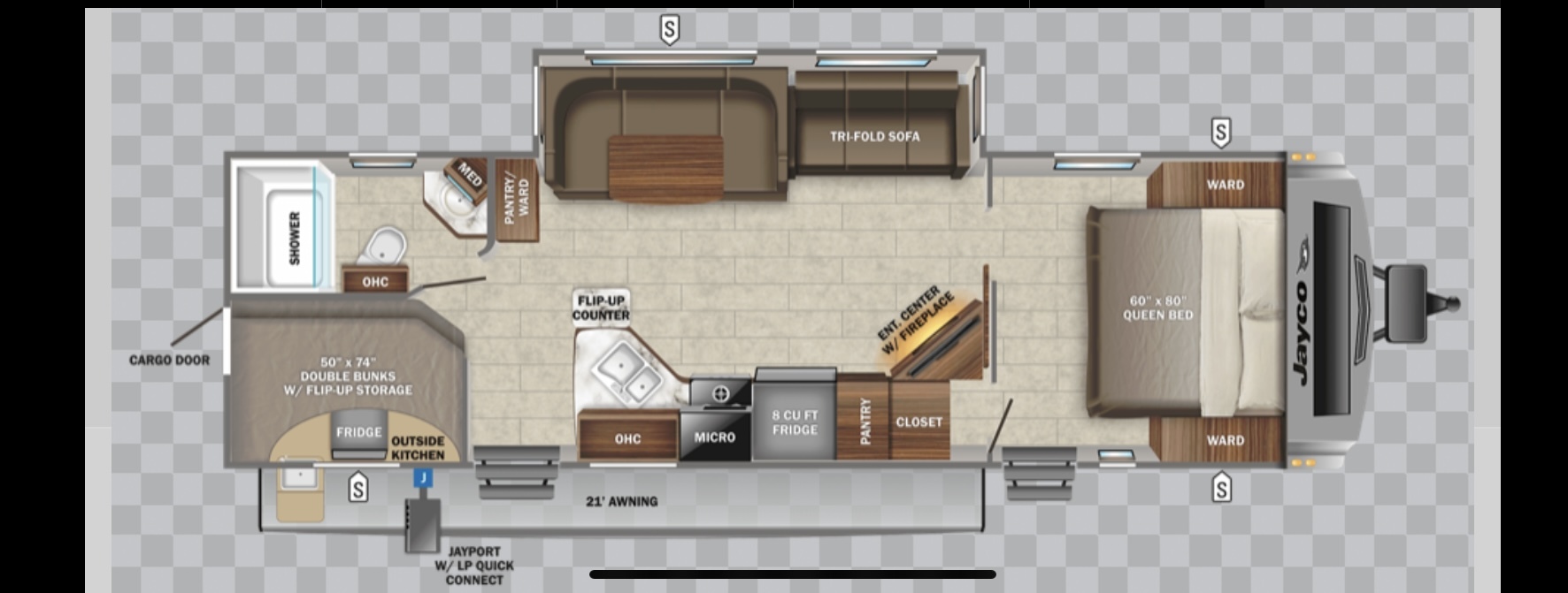 Bunkhouse travel trailer floorplan