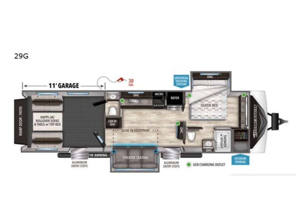 [17] 2021 Momentum 29G Toy Hauler floor plan