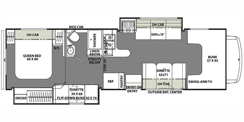 Class C bunkhouse motorhome floorplan
